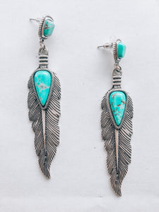 Long boho feather earrings