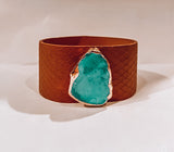 Leather cuff with turquoise agate