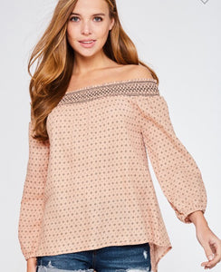 Just peachy off the shoulder top