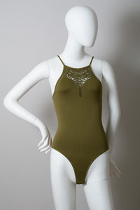 Seamless cutout bodysuit -Olive