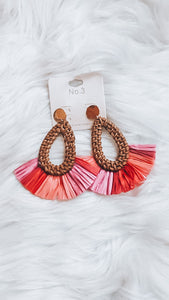 BoHo woven earrings in pink