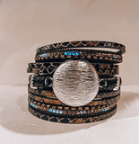 Leather cuff bracelet in black